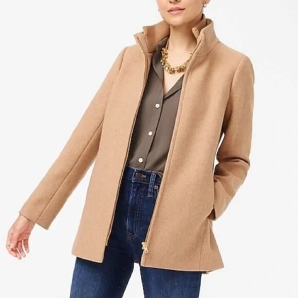 J.CREW Factory Wool Village Coat in Heather Acorn Tan Camel Sz 2 - Picture 1 of 8